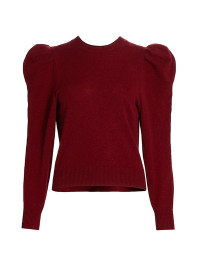 Frame Puff Shoulder Cashmere Sweater In Oxblood