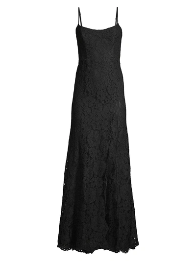 Fame And Partners Lucienne Lace Gown In Black