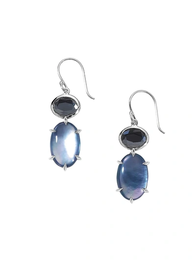 Ippolita Rock Candy Luce 2-stone Drop Earrings In Amazonite And Mother-of-pearl In Silver