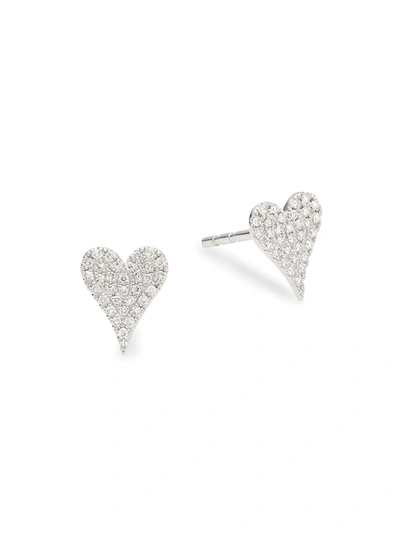 Saks Fifth Avenue Women's 14k White Gold & 0.10 Tcw Diamond Heart Stud Earrings