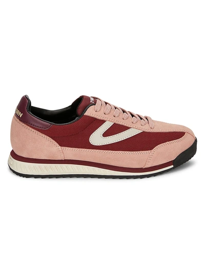 Tretorn A-rawlins Colorblock Suede Retro Sneakers In Burga