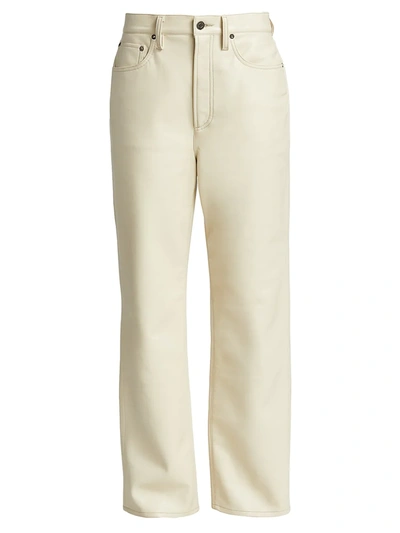 Agolde Relaxed Bootcut Recycled Leather Pants In Powder (white)