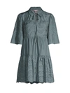 REBECCA TAYLOR WOMEN'S FLUTTER-SLEEVE EYELET DRESS,400014944258