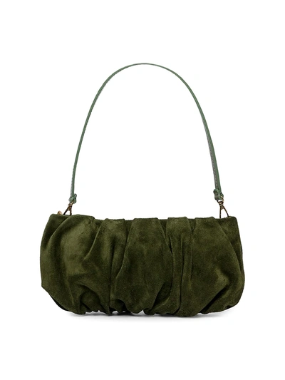 Staud Bean Ruched Suede Covertible Bag In Olive