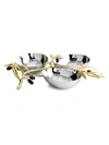 Michael Aram Olive Branch Gold 3 Bowl Server