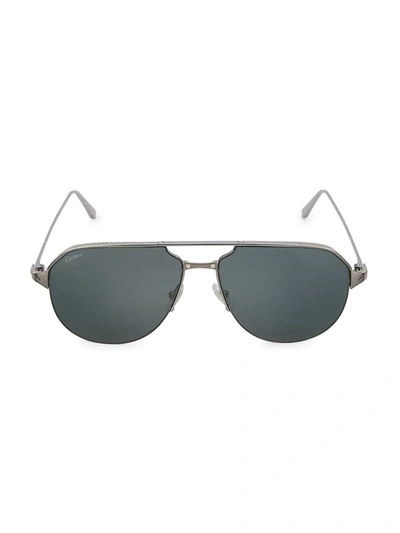 Cartier 60mm D-frame Sunglasses In Ruthenium
