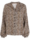 Gold Hawk Silk Leopard Print Blouse In Brown