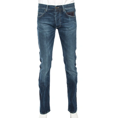 Pre-owned Roberto Cavalli Blue Denim Straight Fit Jeans L
