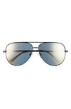 Quay High Key 56mm Aviator Sunglasses In Black/ Gold Mirror