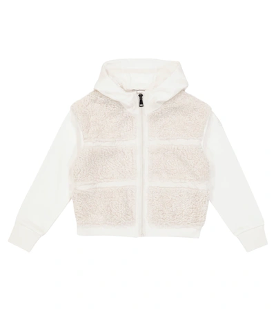 Moncler Kids' Faux Shearling Zipped Hoodie In White