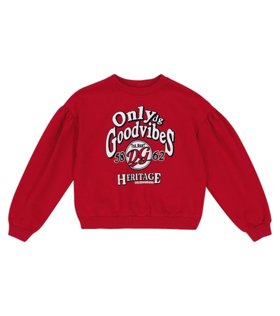 Dolce & Gabbana Kids' Only Good Vibes棉质运动衫 In Red