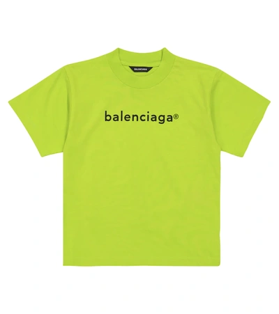 Balenciaga Babies' Kid's Copyright Logo Cotton T-shirt In Green
