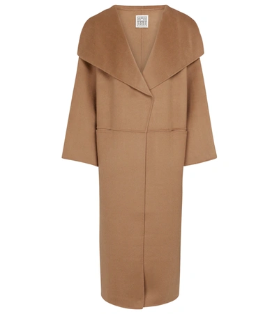 Totême Camel Brown Oversize Coat With Shawl Lapels In Wool And Cashmere Woman Toteme