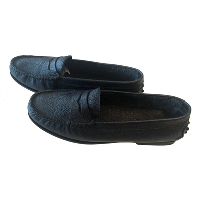 Pre-owned Tod's Gommino Leather Flats In Blue