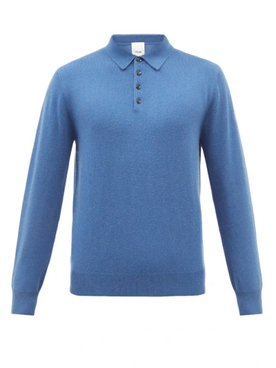 Allude Long-sleeve Cashmere Polo Shirt In Blue