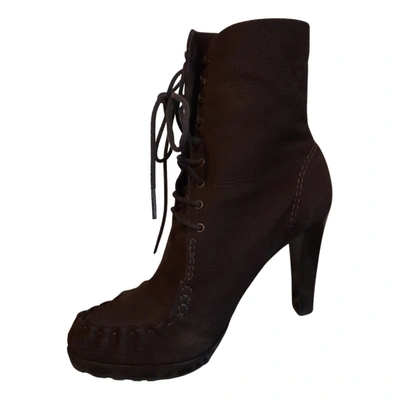 Pre-owned Diane Von Furstenberg Leather Ankle Boots In Brown