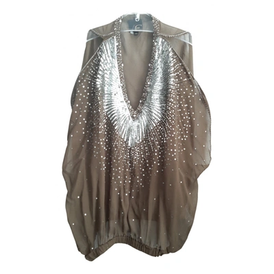 Pre-owned Just Cavalli Silk Blouse In Khaki