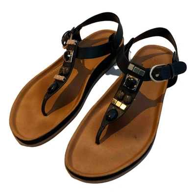 Pre-owned Aerin Leather Sandals In Black