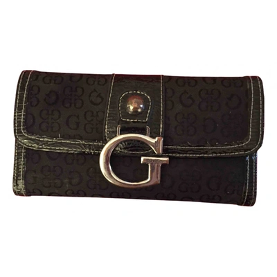 Pre-owned Guess Cloth Wallet In Black
