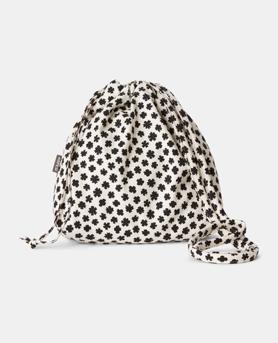 Aspesi Cotton Canvas Bucket Bag In Small Black Flower
