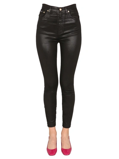 Dolce & Gabbana Grace Skinny-leg Waxed Denim Jeans In Black