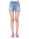 Dolce & Gabbana High-waisted Distressed Denim Shorts In Denim
