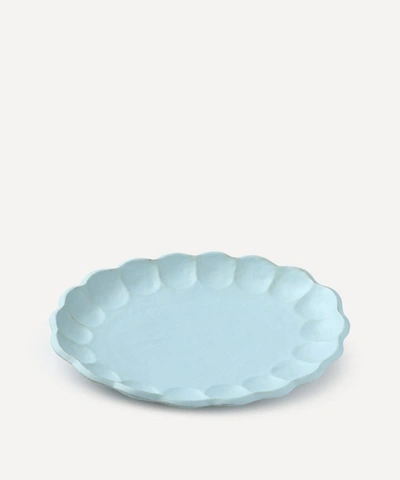 Kaneko Kohyo Rinka 30cm Ceramic Oval Plate In Blue