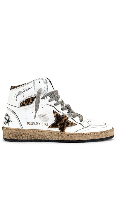 Golden Goose Sky Star Sneaker In White, Beige Brown, & Black Leo