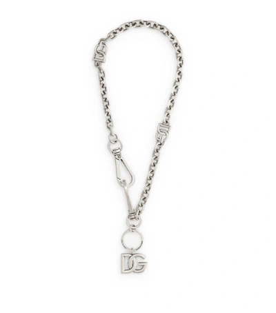 Dolce & Gabbana Silver-tone Crossover Logo Necklace In Multi