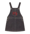 DOLCE & GABBANA KIDS LOGO-EMBROIDERED DENIM DUNGAREE DRESS (2-6 YEARS),17283361