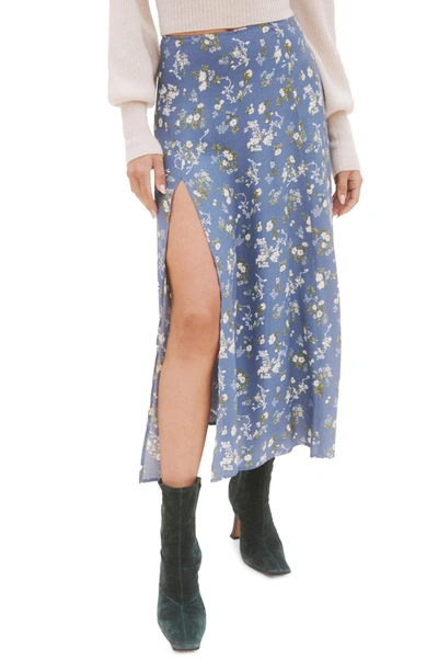 Reformation Zoe Side Slit Midi Skirt In Avery