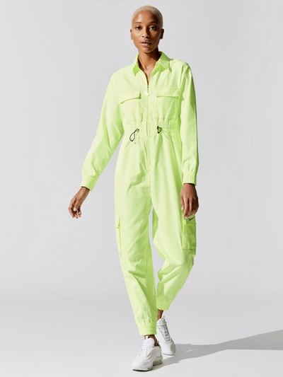 NIKE SPORTSWEAR SWOOSH UTILITY JUMPSUIT - BARELY VOLT/WHITE - SIZE S 