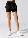 Adidas By Stella Mccartney Truepurpose Layered Perforated Recycled-shell And Stretch Shorts In Black