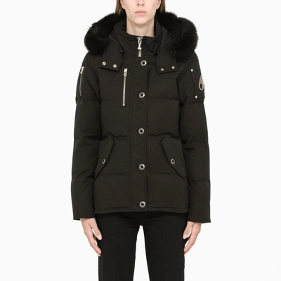 Moose Knuckles Black Logo-patch Down Jacket
