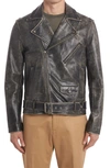 GOLDEN GOOSE DISTRESSED LEATHER MOTO JACKET,GMP00297.P000647.90100