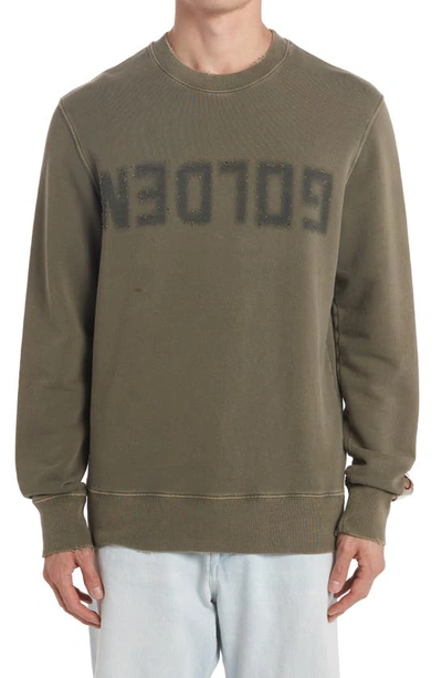 Golden Goose Distressed Logo Graphic Sweatshirt In Green