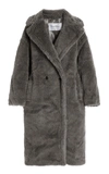 Max Mara Wool And Alpaca Teddy Oversized Coat In Grey