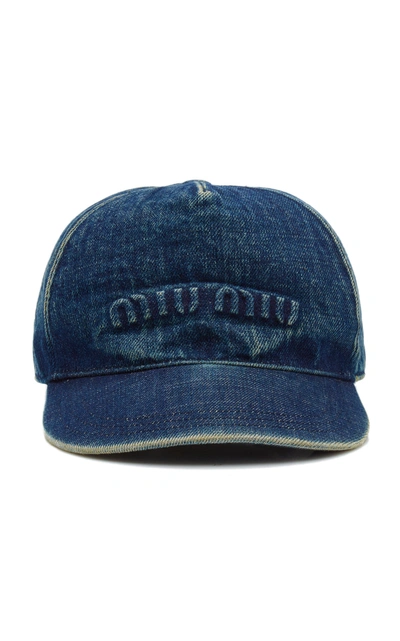 Miu Miu Women's Logo-detailed Denim Baseball Cap In Navy