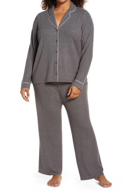 Nordstrom Brushed Hacci Pajamas In Grey Steel Heather Marl