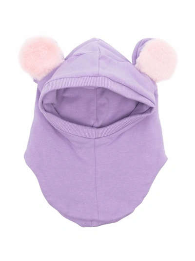 Wauw Capow By Bangbang Kids' Teddy Balaclava Hat In Purple