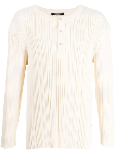 A-cold-wall* Ribbed Henley T-shirt In Warm White
