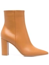 GIANVITO ROSSI LEATHER BLOCK-HEEL ANKLE BOOTS