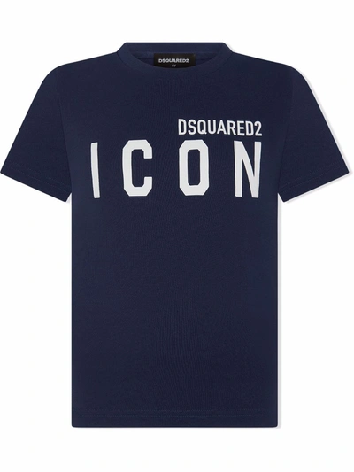 Dsquared2 Teen Icon-print Cotton T-shirt In Blue
