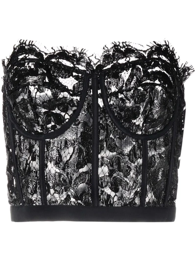 Alexander Mcqueen Floral-lace Bustier Top In Black