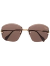 Cazal Frameless Hexagonal Sunglasses In Brown