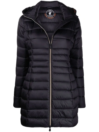 Save The Duck Hooded Padded Coat In Schwarz