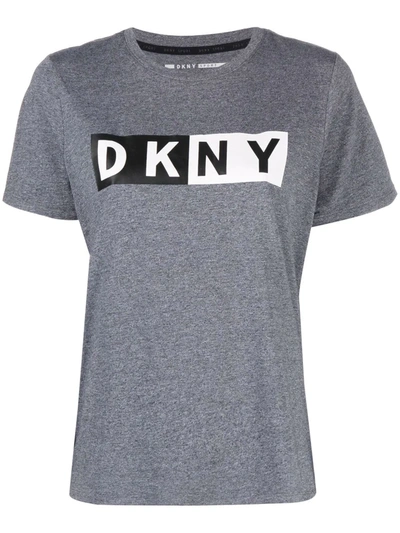 Dkny Logo Cotton And Modal T-shirt In Grey