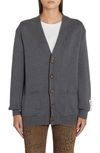 Golden Goose Darnelle Cardigan With Logo Patch In Dark Grey Melange