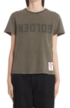 Golden Goose Doris Upside Down Logo Cotton Graphic Tee In Dusty Olive
