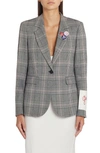 Golden Goose Golden Single Breasted Tom Boy Blazer Prince Of Wales Wool In Grey/ Bone White